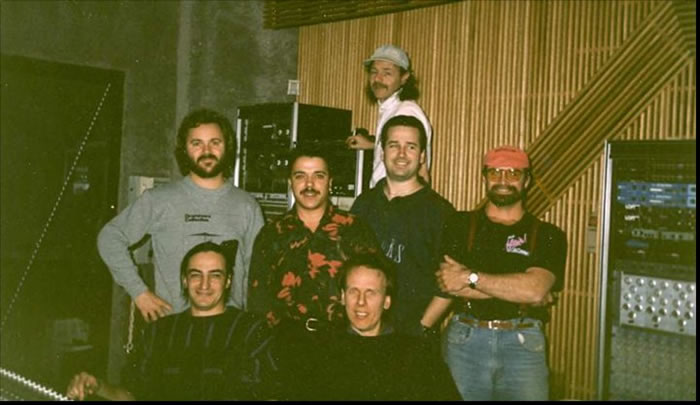 Streetboy, during sessions at the legendary recording facility, Le Studio, Morin Heights. L-R: back of shot; Floyd Bell, middle row; L-R: Peter Beaudoin, Charlie Grassi, Steve, Ron Henry; Front Row: Peter Fredette, Jack Blyth